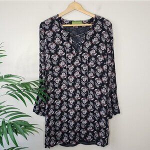 Olive & Pim | Floral Motif Lace-Up Detail Dress Size Medium
